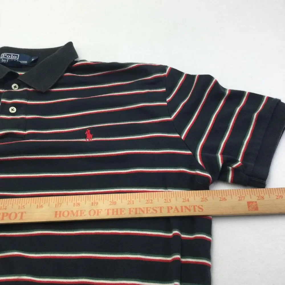 Polo By Ralph Lauren Polo Shirt Mens XL Blue Striped Short Sleeve Casual Cotton